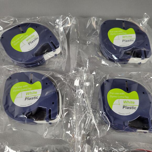 Dymo LetraTag Plastic Label Tapes 12mm Lot of 8 New & Used White Red Blue Yellow - Picture 2 of 7